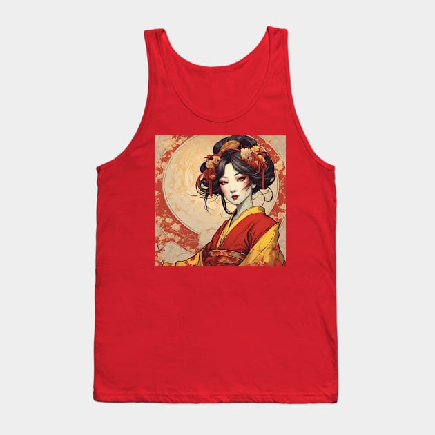 Geisha Portrait Tank Top by Pearla Arts